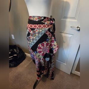 Anthropologie Floral Patchwork Wrap Skirt Xl